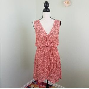 COPY - Joie silk faux wrap floral orange sleeveless dress Small